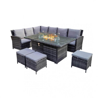 Luxury Rattan 6-Piece Fire Pit Sofa Set with Sturdy Steel Frame for Outdoor Elegance - UK Luxury Furniture
